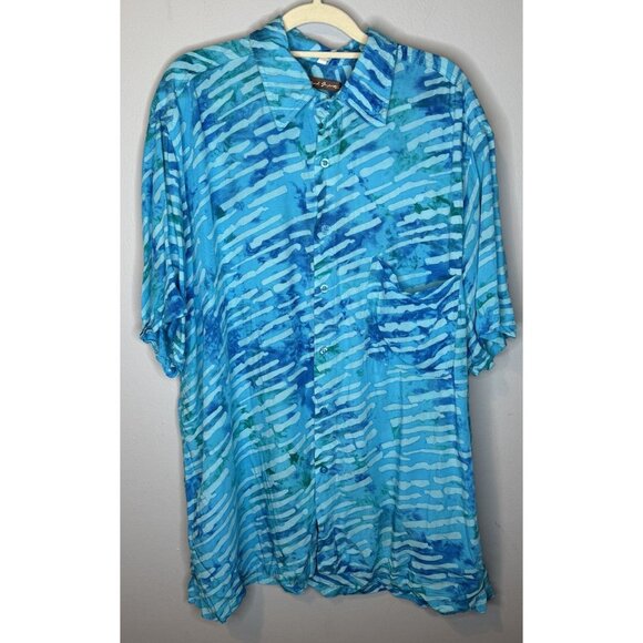 Island Importer surf batik island shirt XL Short Sleeve Button Front Rayon - Picture 2 of 6
